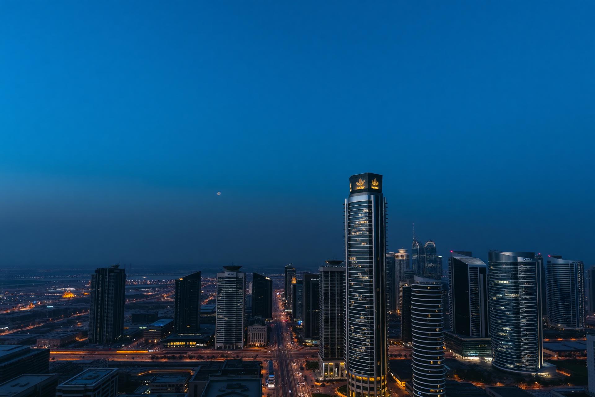 Dubai DIFC at dusk